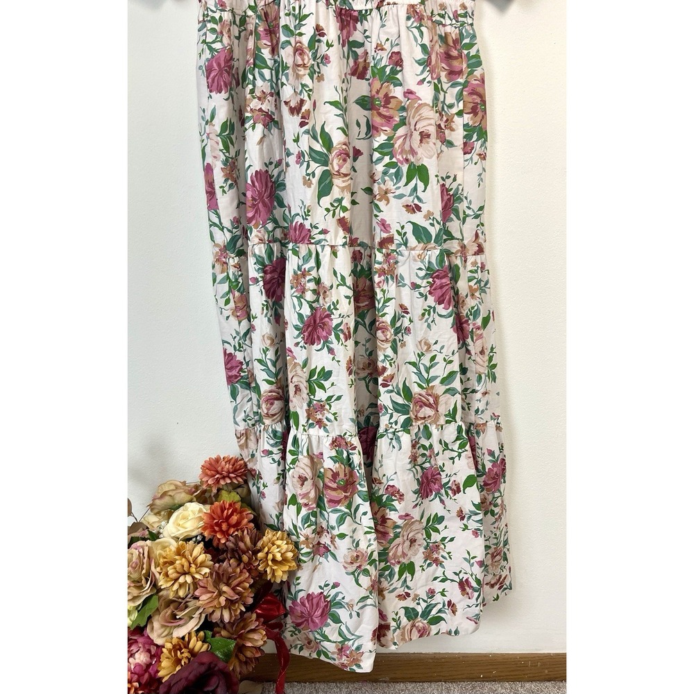 ANTHROPOLOGIE Somerset Puff Sleeve Floral Maxi Dress Cottage Natural XL - Picture 14 of 16